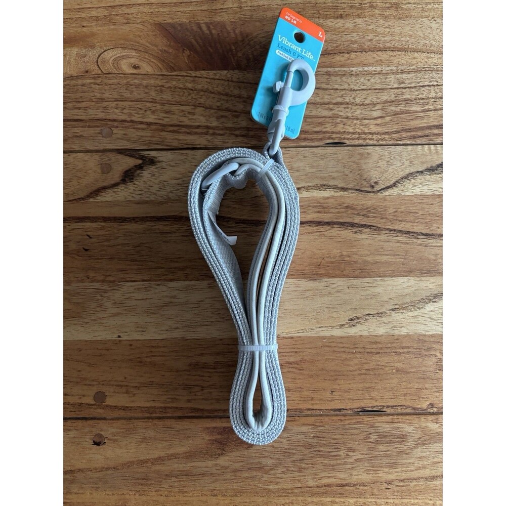 Dog Leash w/Padded Handle 6 Ft Gray Vibrant Life